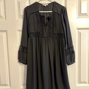 NWOT DR2 by Daniel Rainn Long Sleeve Empire Waist Black Dress W…